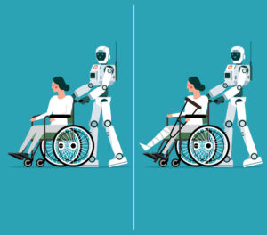 robot pushing wheelchair